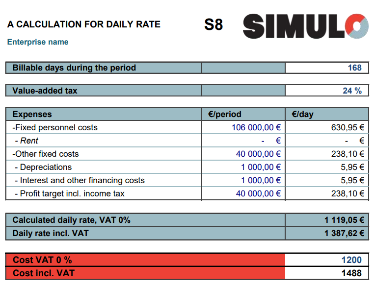 S8 Daily rate calculation